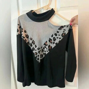 Bibi leopard one shoulder top. NWT. Size Small
